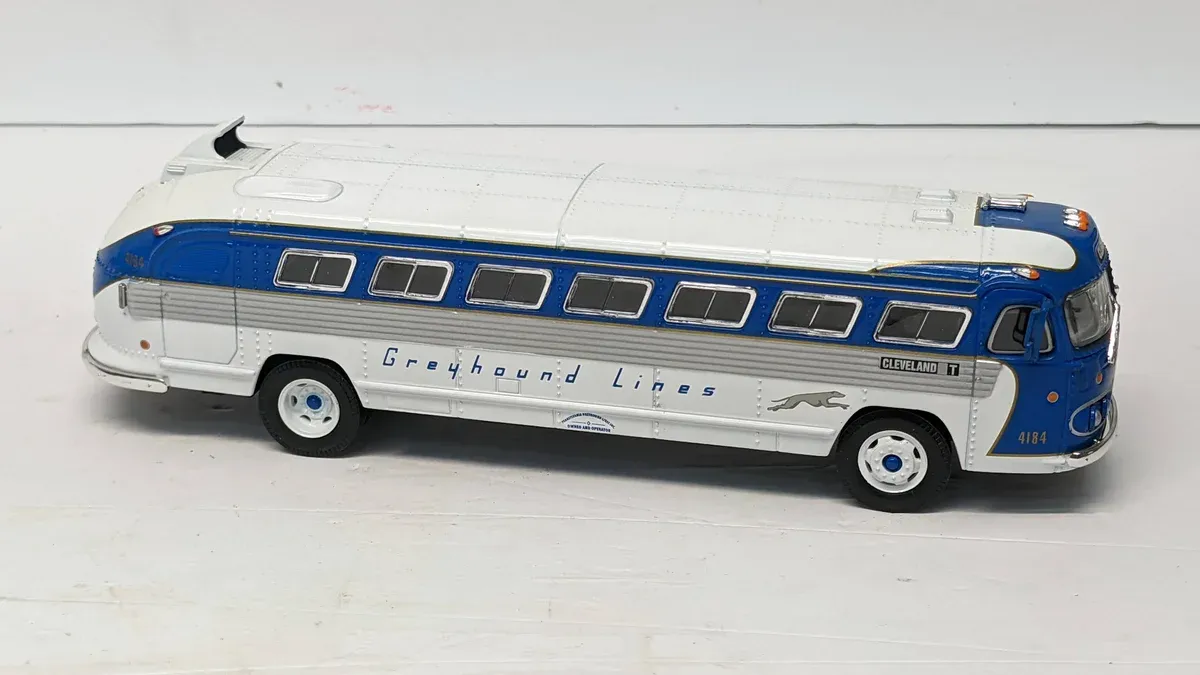 This is a 1947 Streamliner Diesel Locomotive prototype with mock-up passenger observation dome.
