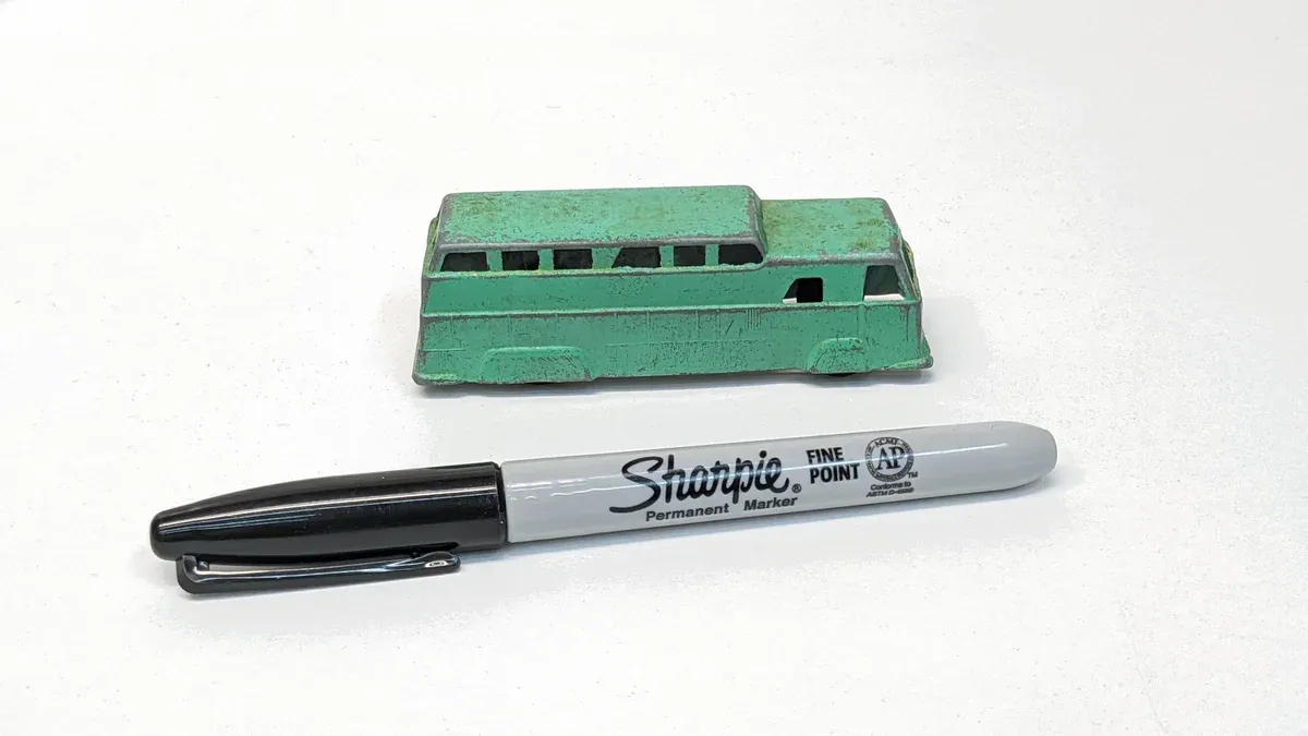 This is a 1987 Matchbox Lotus Esprit prototype with a defective metallic paint run from the Hong Kong factory line.